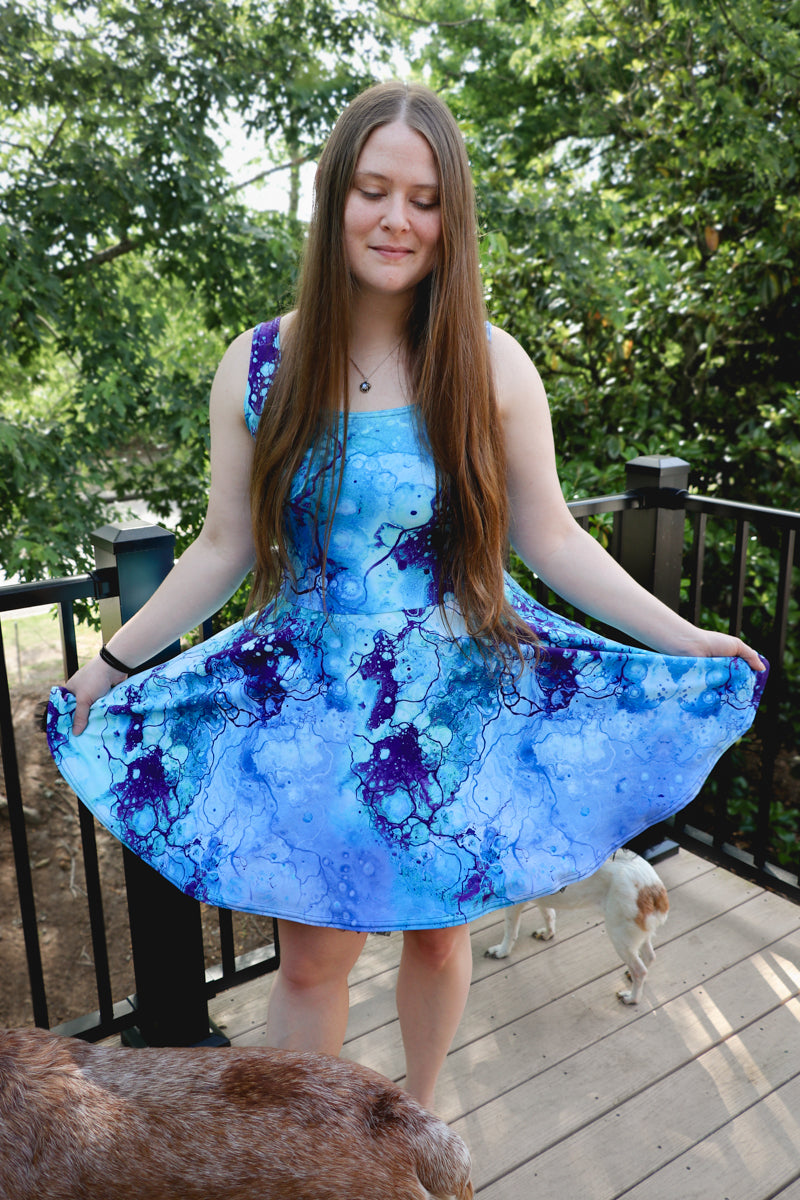 Ursula Blue Fashion Skater Dress